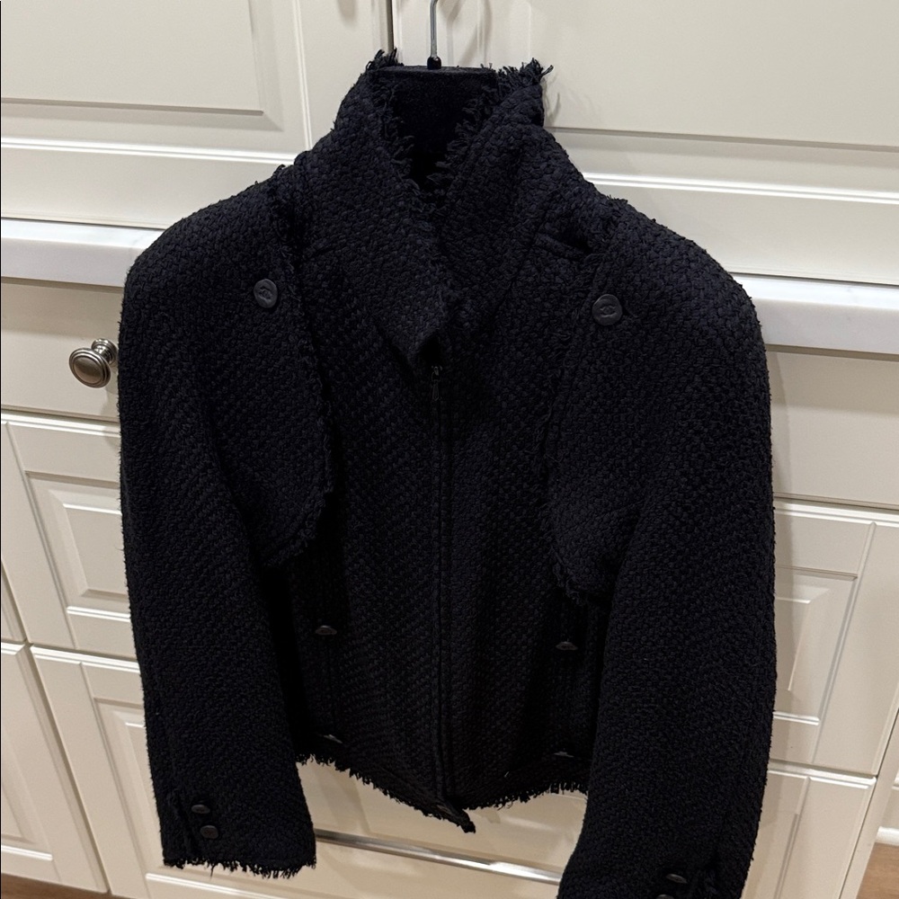 CHANEL Black Textured Blazer, NWT, Size 44